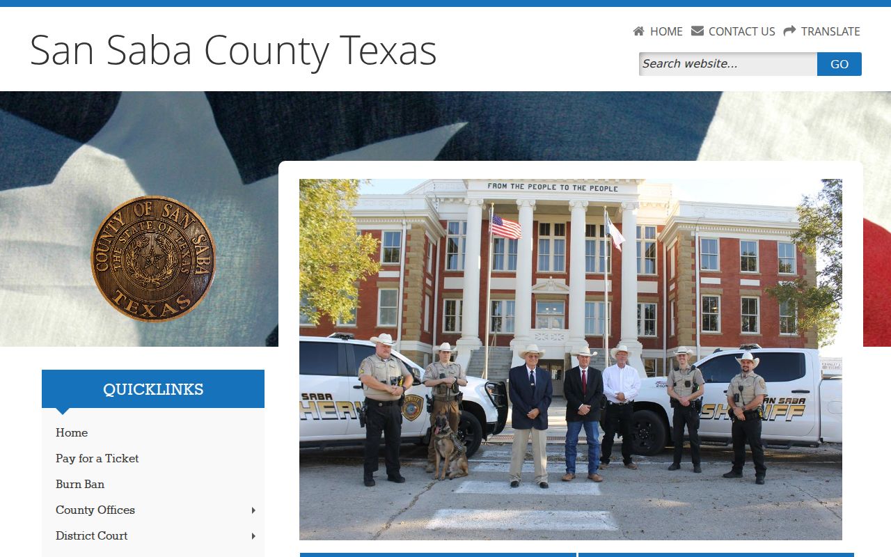 San Saba County warrant records: Sheriff contact page without a public warrant list